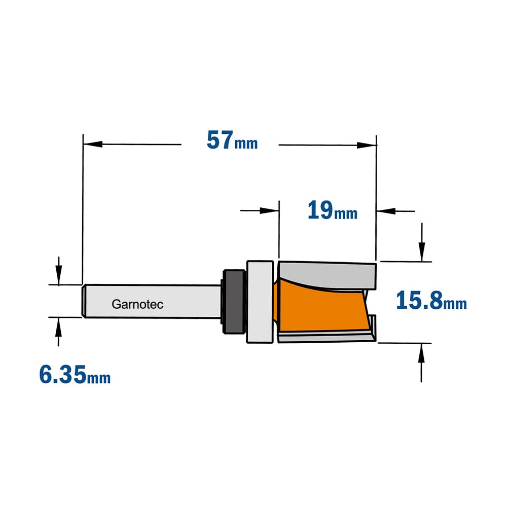 Sponning- en kantenfrees met schuine snijkoppen, HW