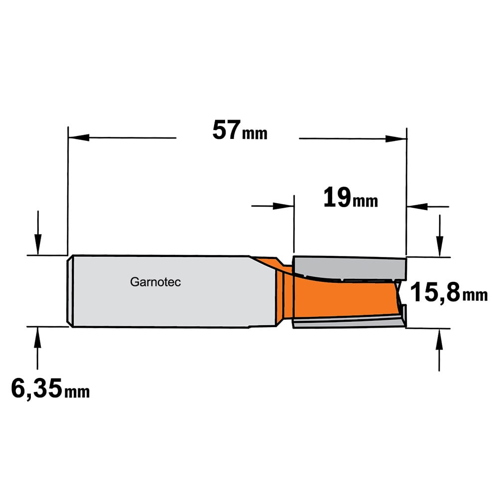 Sponning- en kantenfrees met schuine snijkoppen, HW