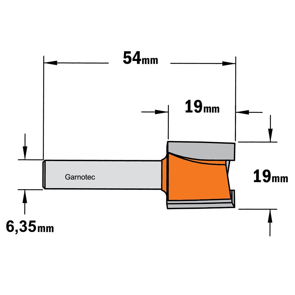 Sponning- en kantenfrees met schuine snijkoppen, HW