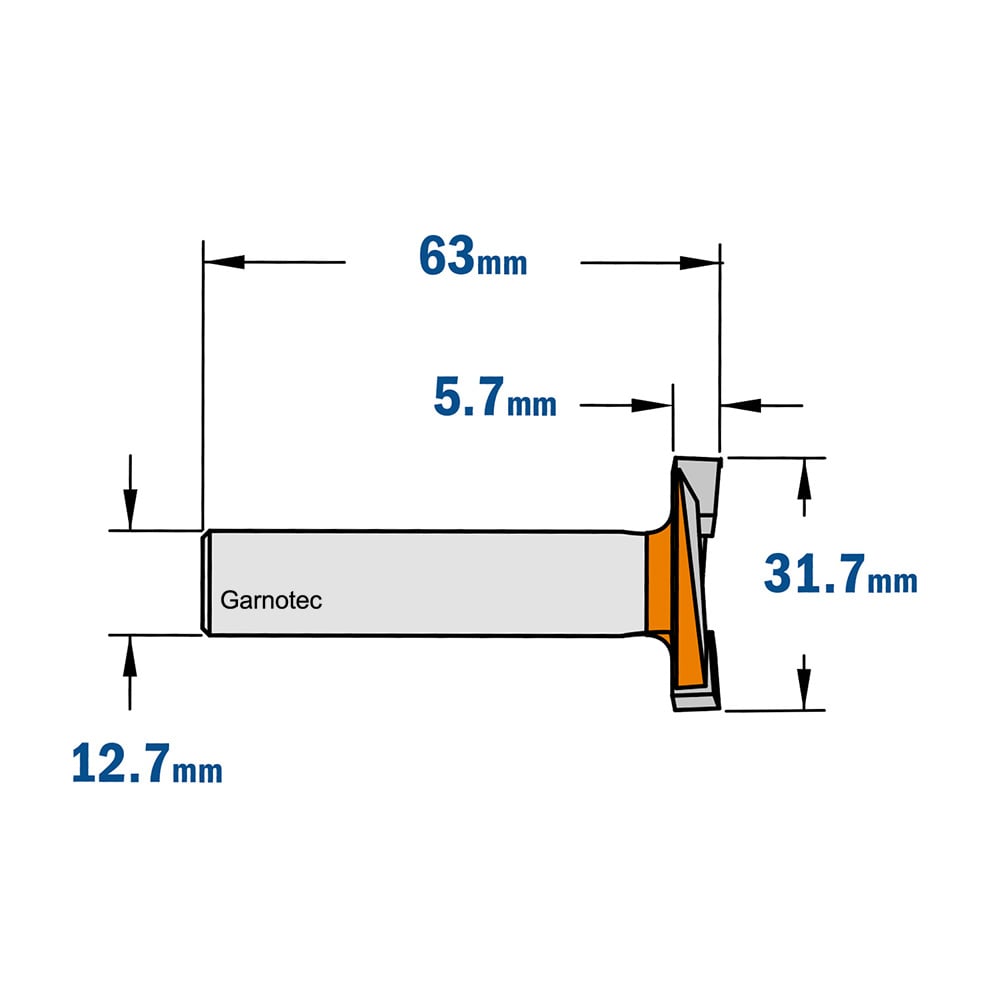 Sponning- en kantenfrees met schuine snijkoppen, HW