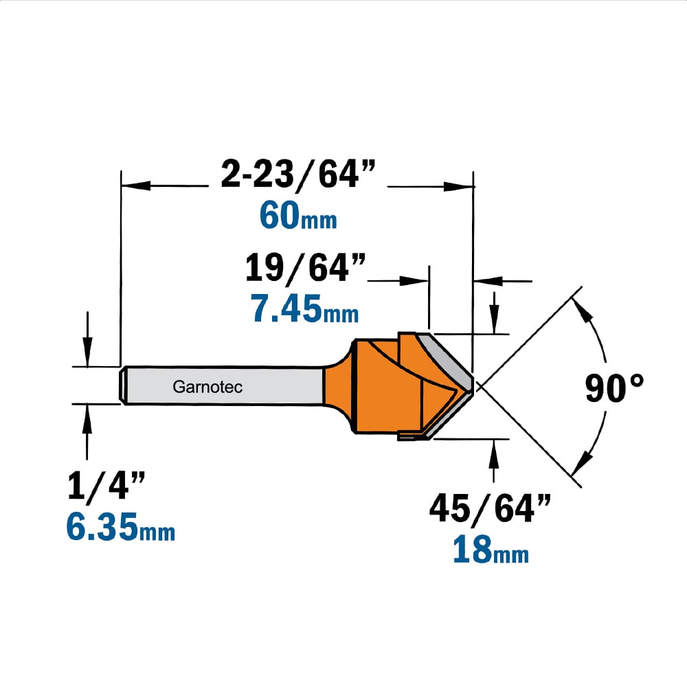 V-groef frees 90° voor alucobond, HW