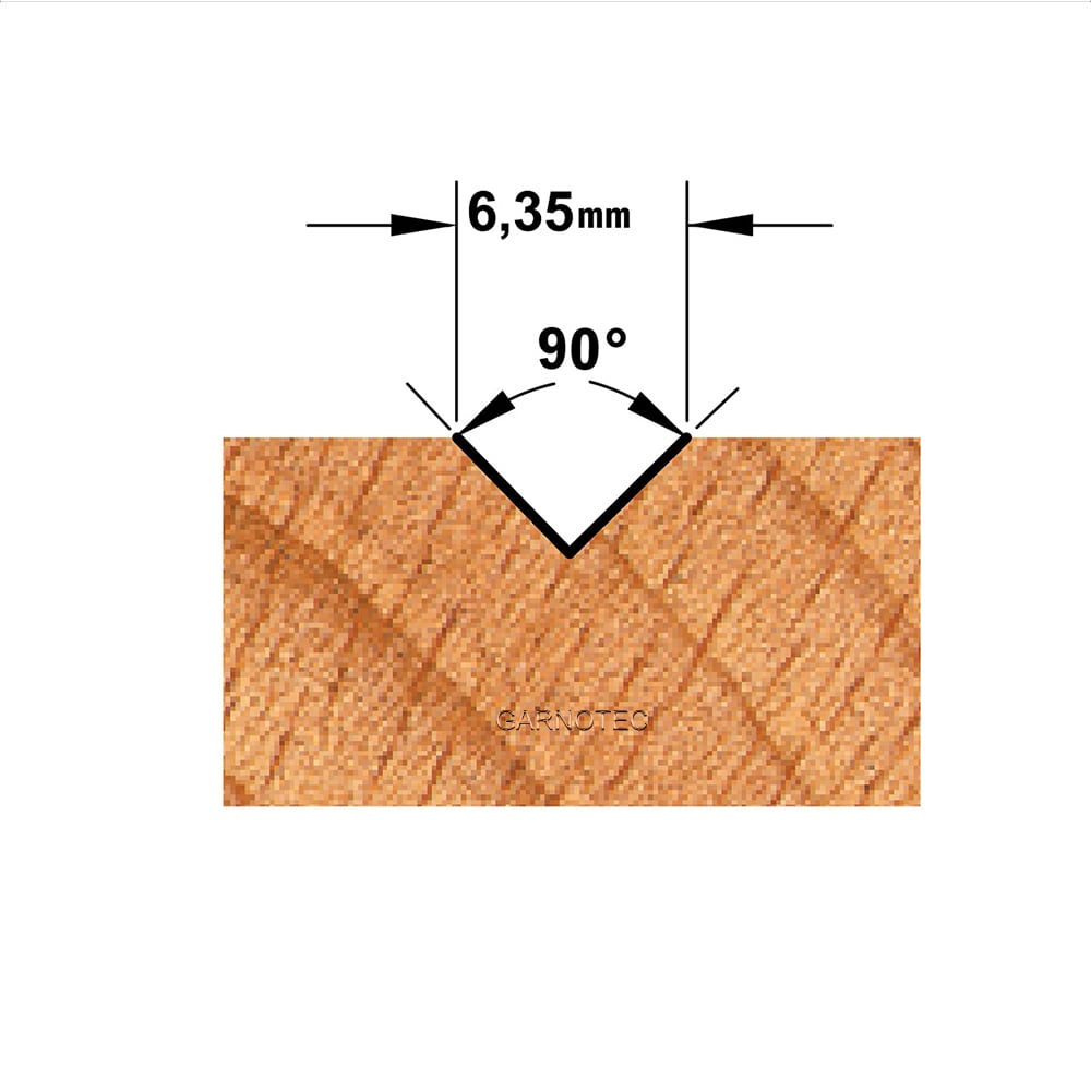 V-groef frees 90°, HWM
