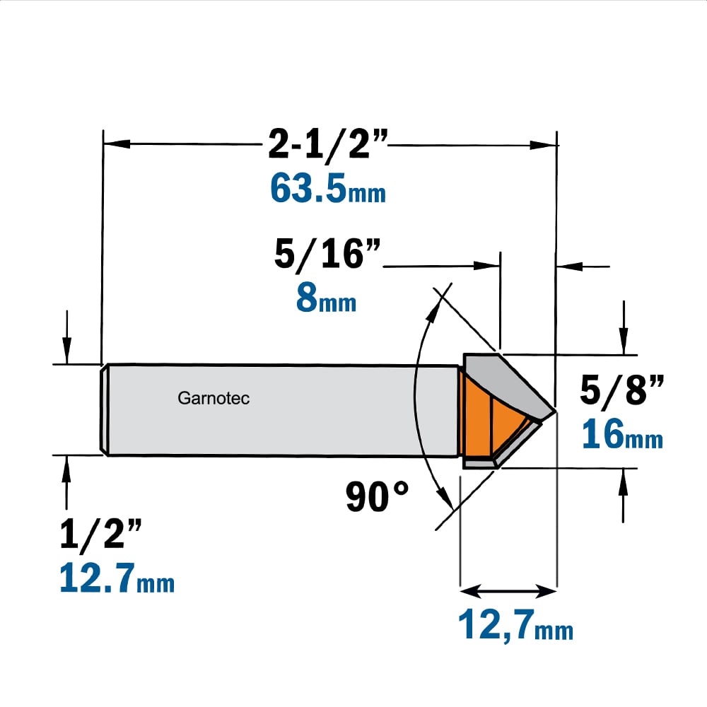 V-groef frees 90°, HW