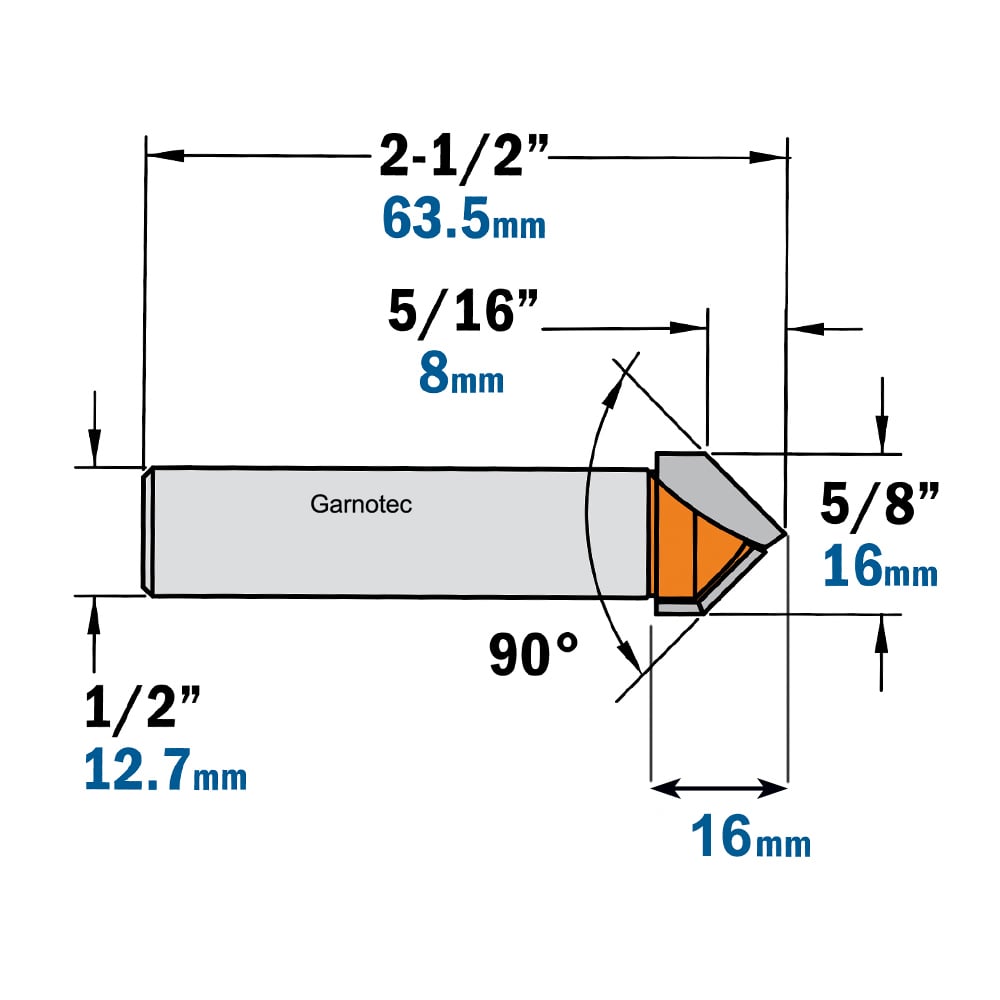 V-groef frees 90°, HW