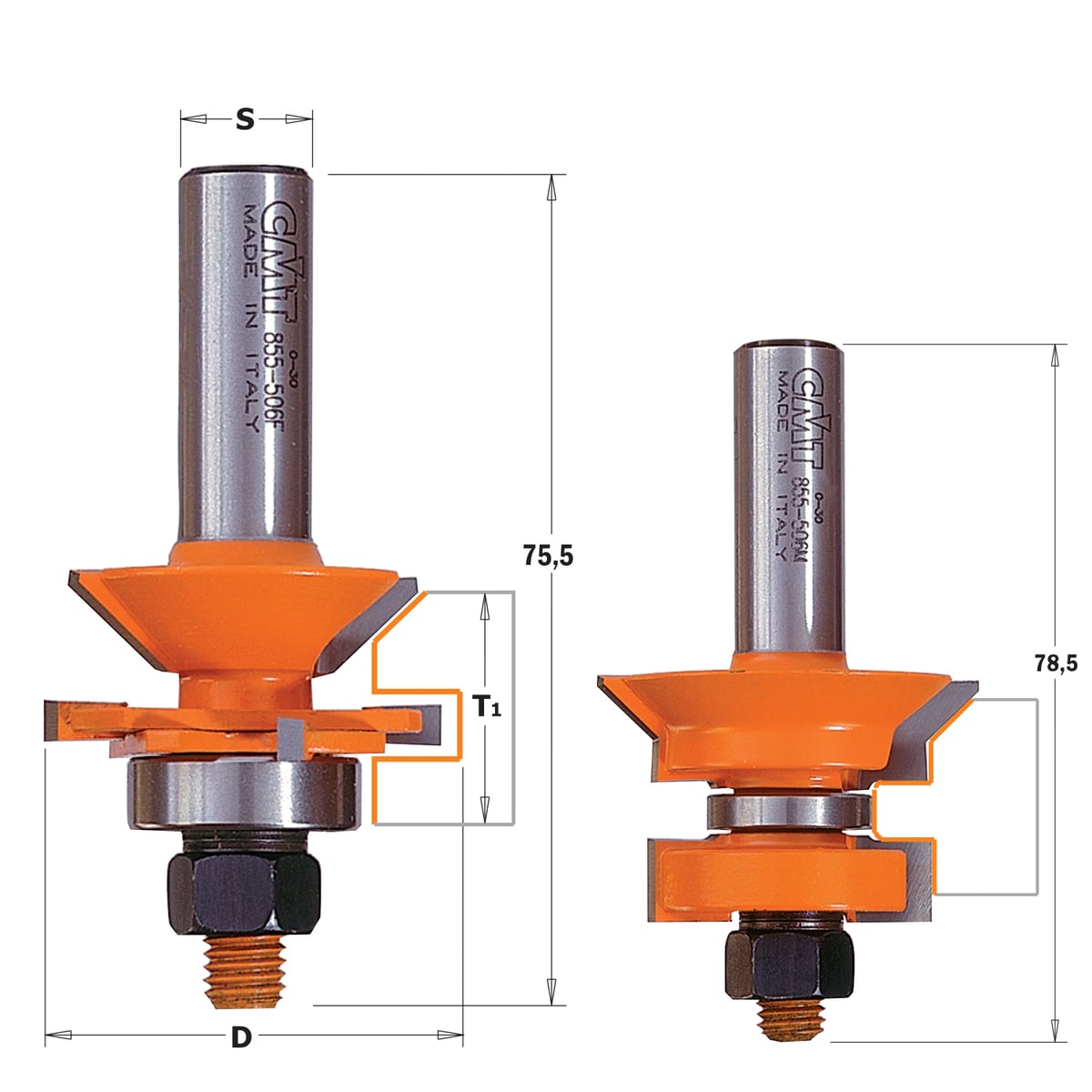 Frezenset voor tand- en groefverbinding met een V-groef, HW