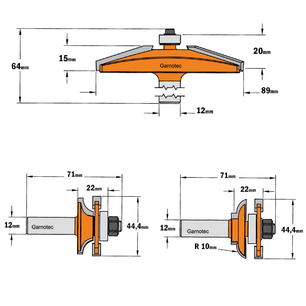 3-delige keukendeurfrezenset, profiel B2, HW