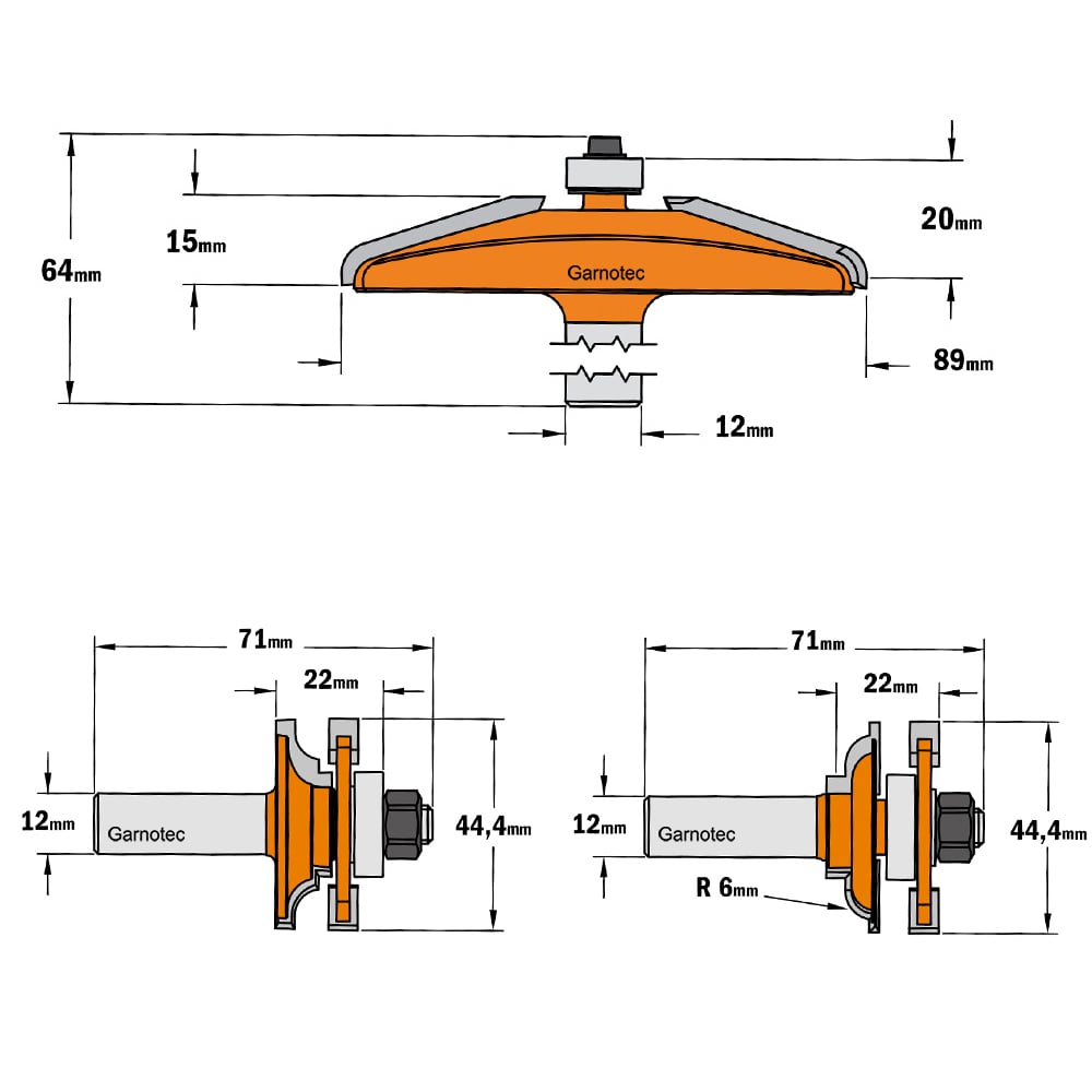 3-delige keukendeurfrezenset, profiel C2, HW