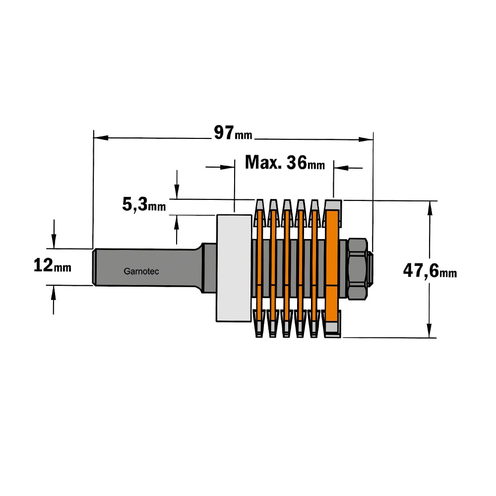 Professionele trapezium verlijmfrees, HW