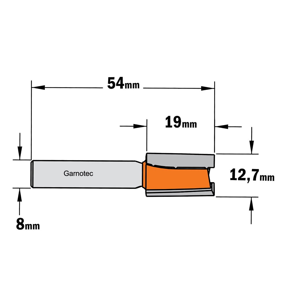 Sponning- en kantenfrees met schuine snijkoppen, HW
