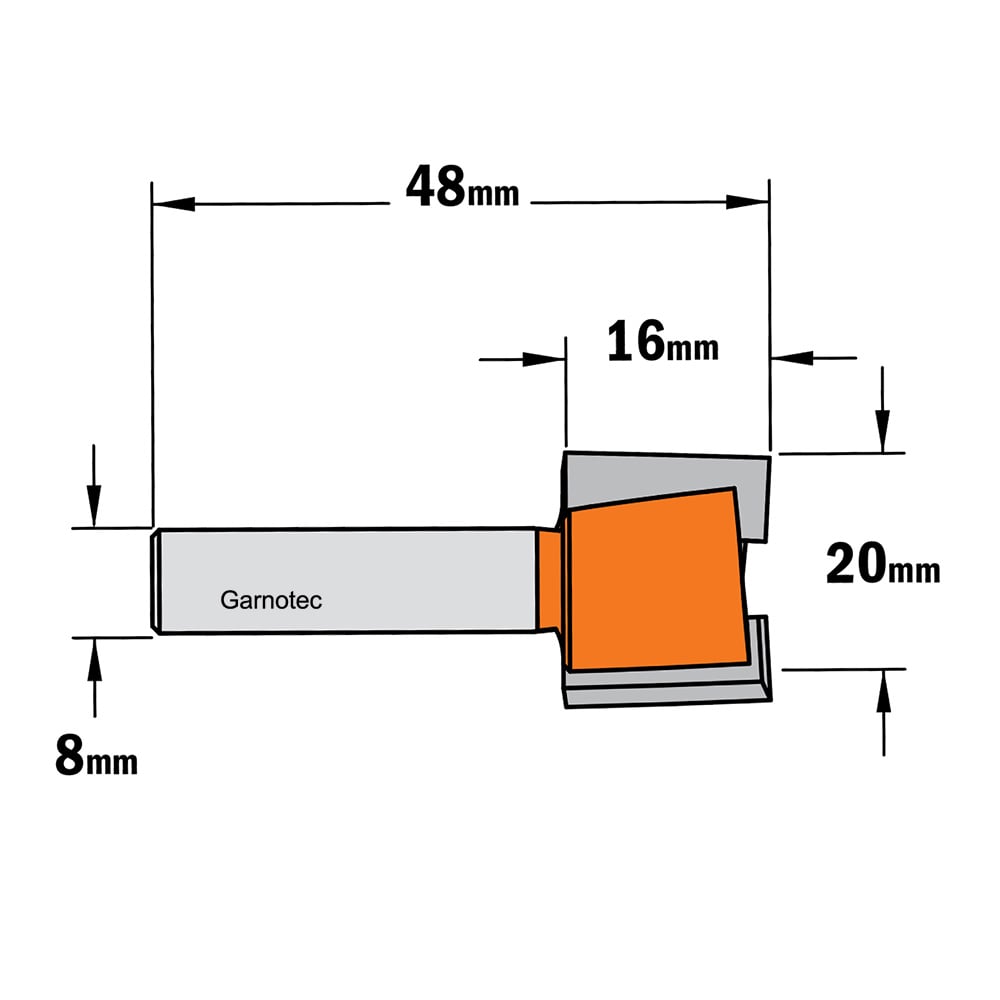 Sponning- en kantenfrees met schuine snijkoppen, HW