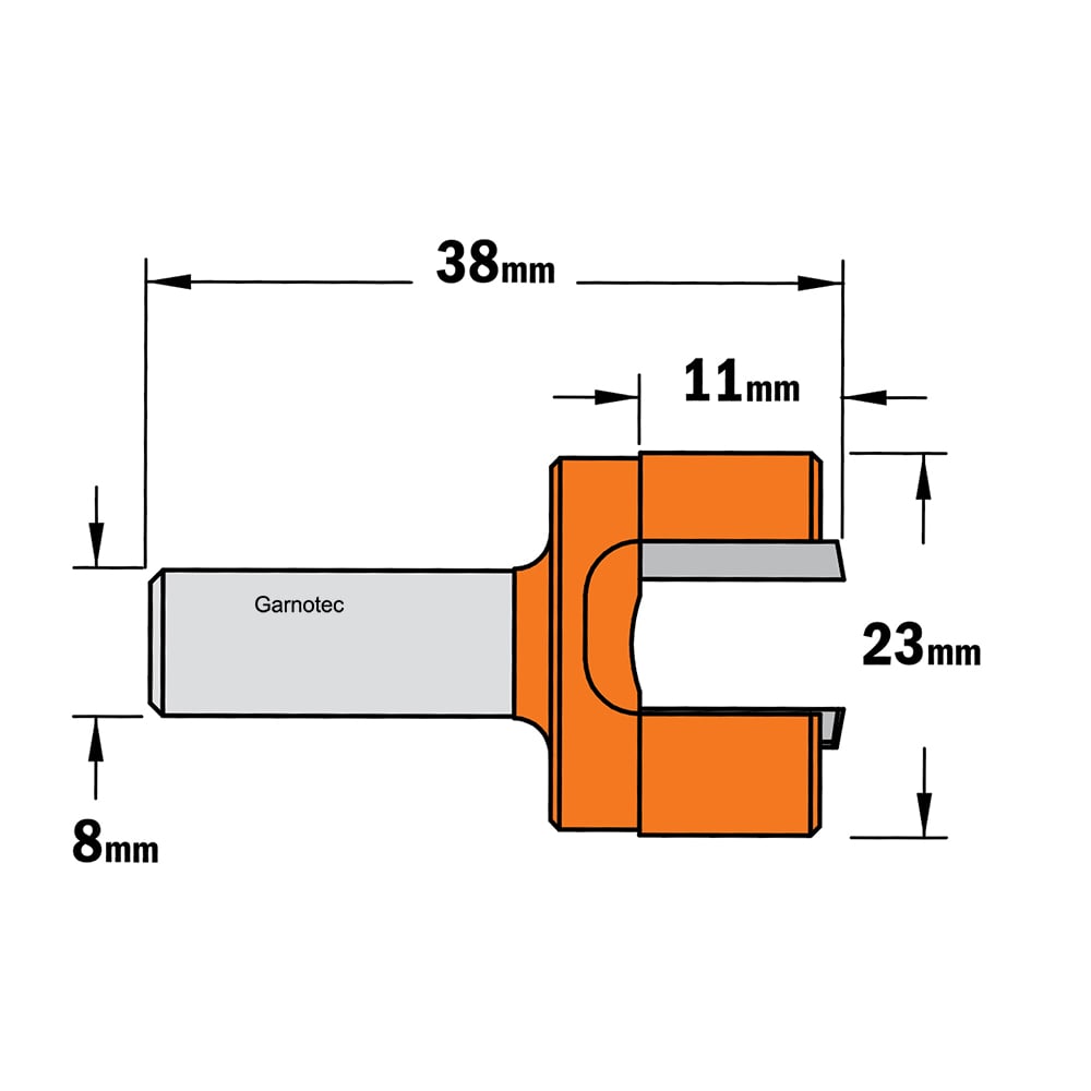 Sponning- en kantenfrees met schuine snijkoppen, HW