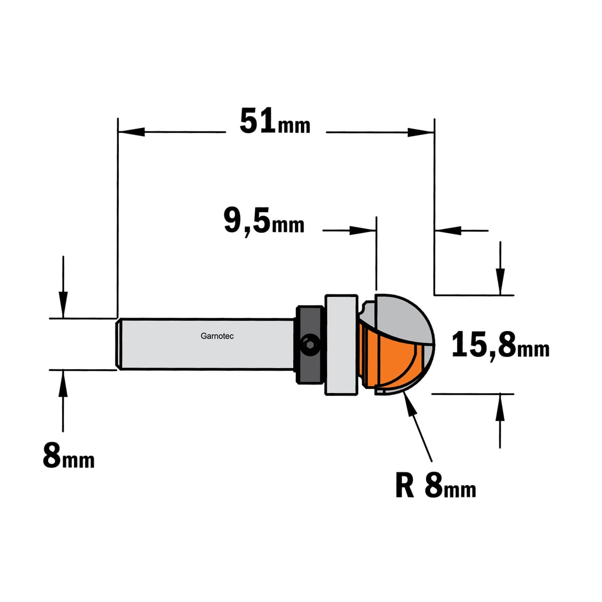 Bolle radiusfrees met kogellager, HW
