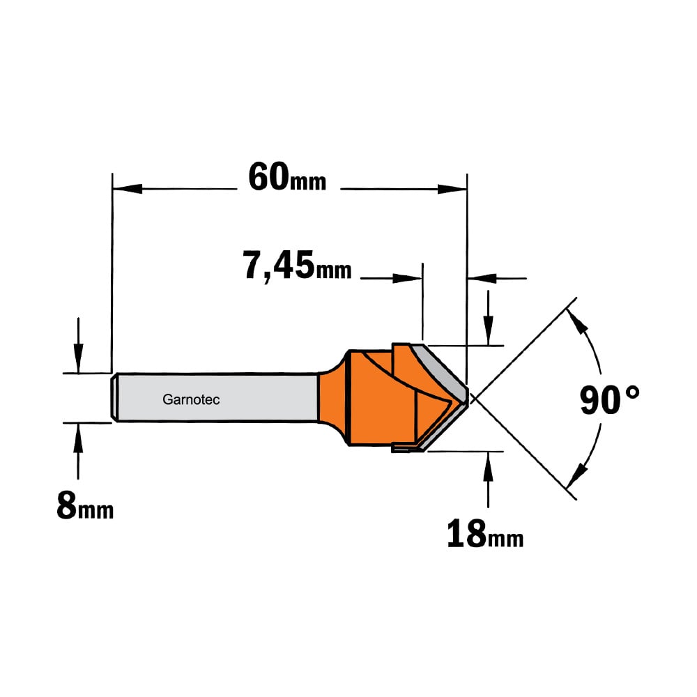 V-groef frees 90° voor alucobond, HW