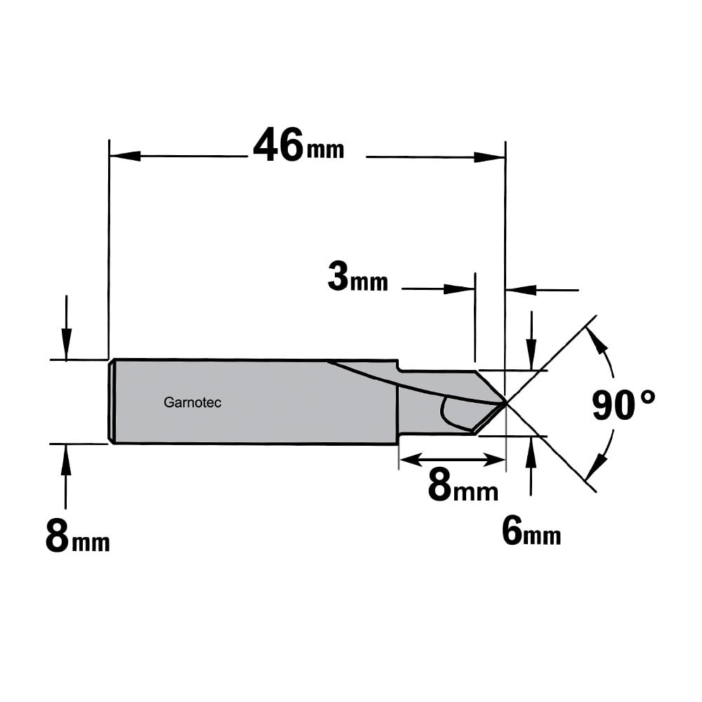 V-groef frees 90°, HWM
