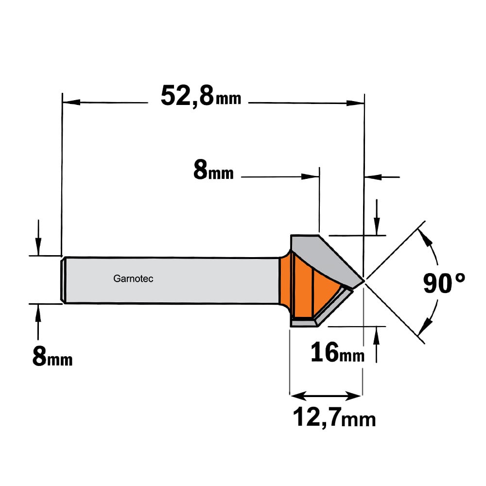 V-groef frees 90°, HW