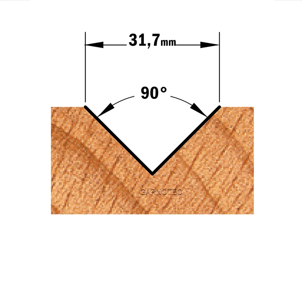 V-groef frees 90°, HW