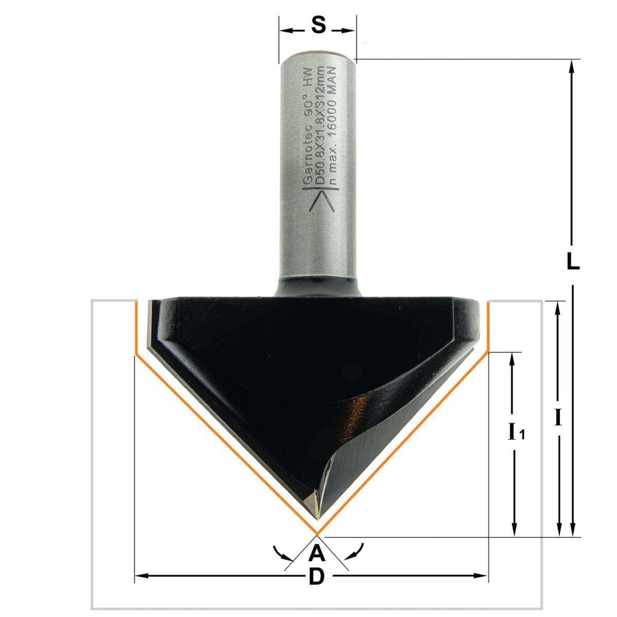 V-groef frees 90°, HW