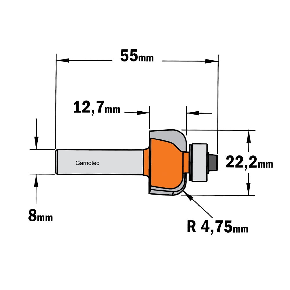 Bolle radiusfrees met kogellager, HW
