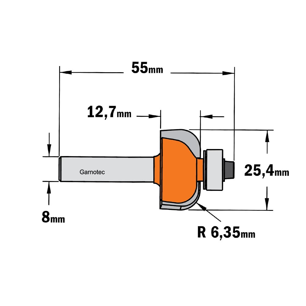 Bolle radiusfrees met kogellager, HW