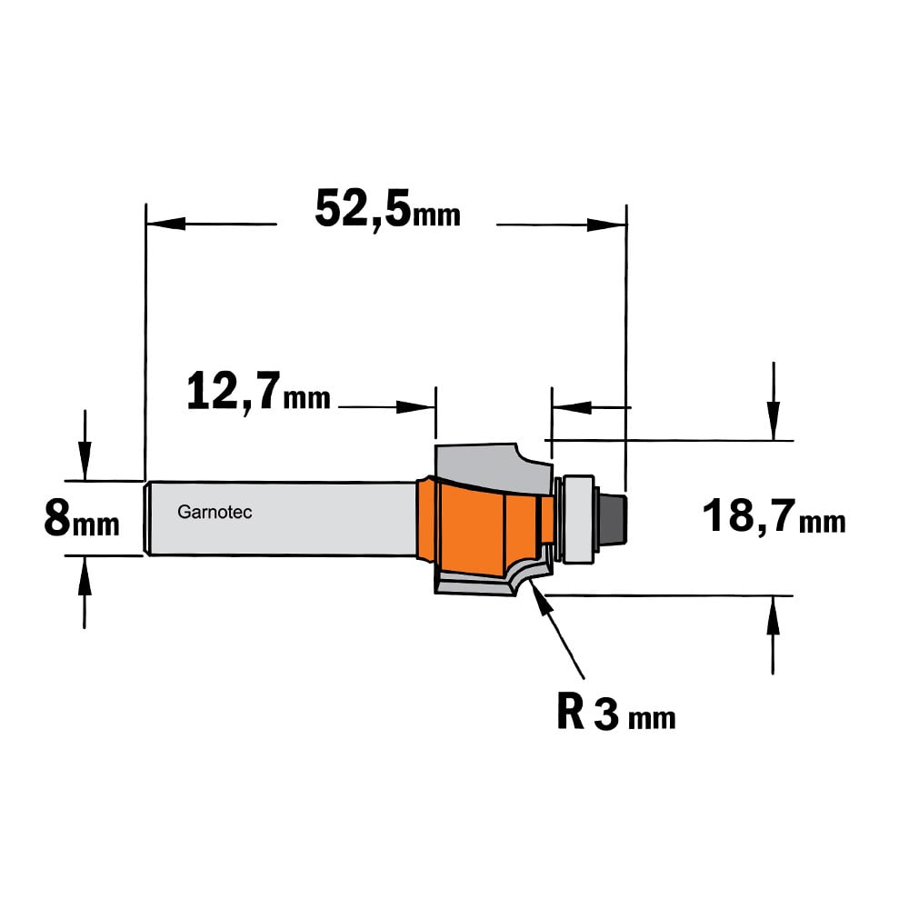 Holle radiusfrees met opstaande kant, HW