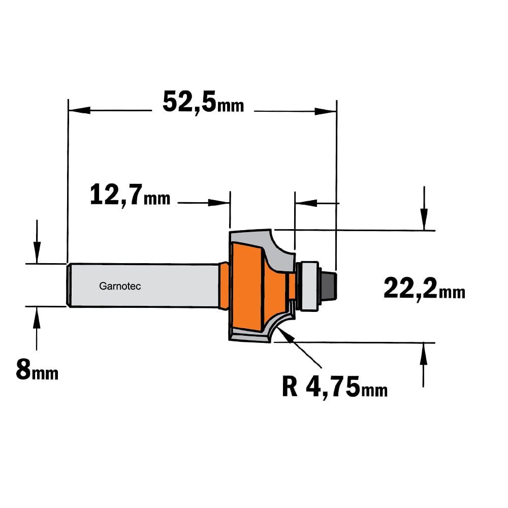 Holle radiusfrees met opstaande kant, HW