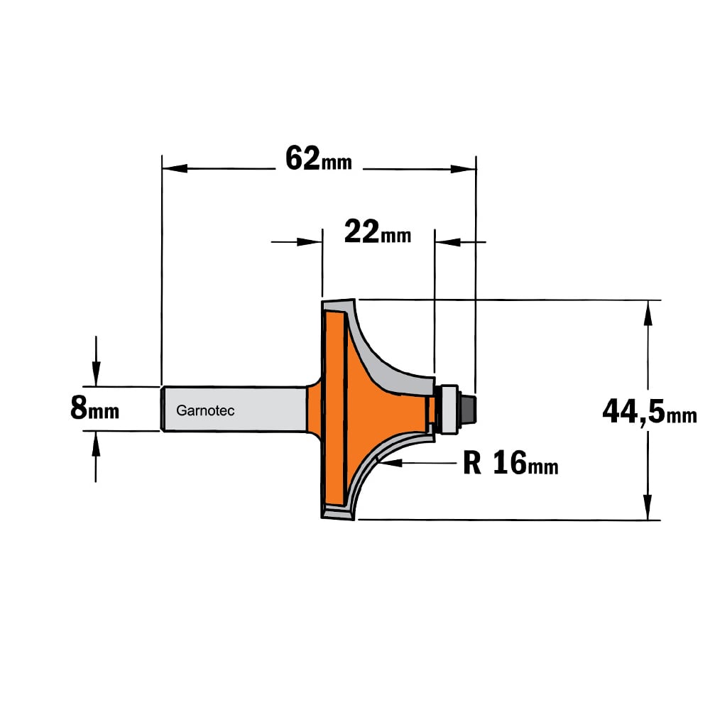 Holle radiusfrees met opstaande kant, HW