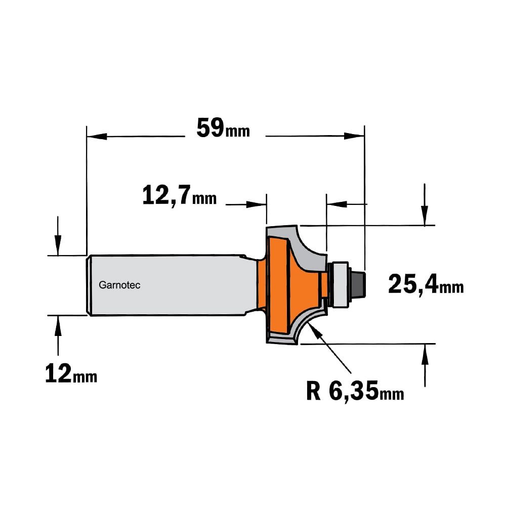 Holle radiusfrees met opstaande kant, HW