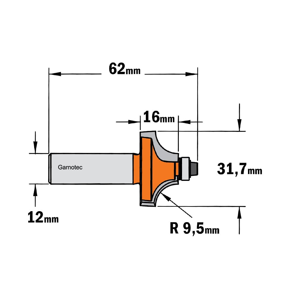 Holle radiusfrees met opstaande kant, HW
