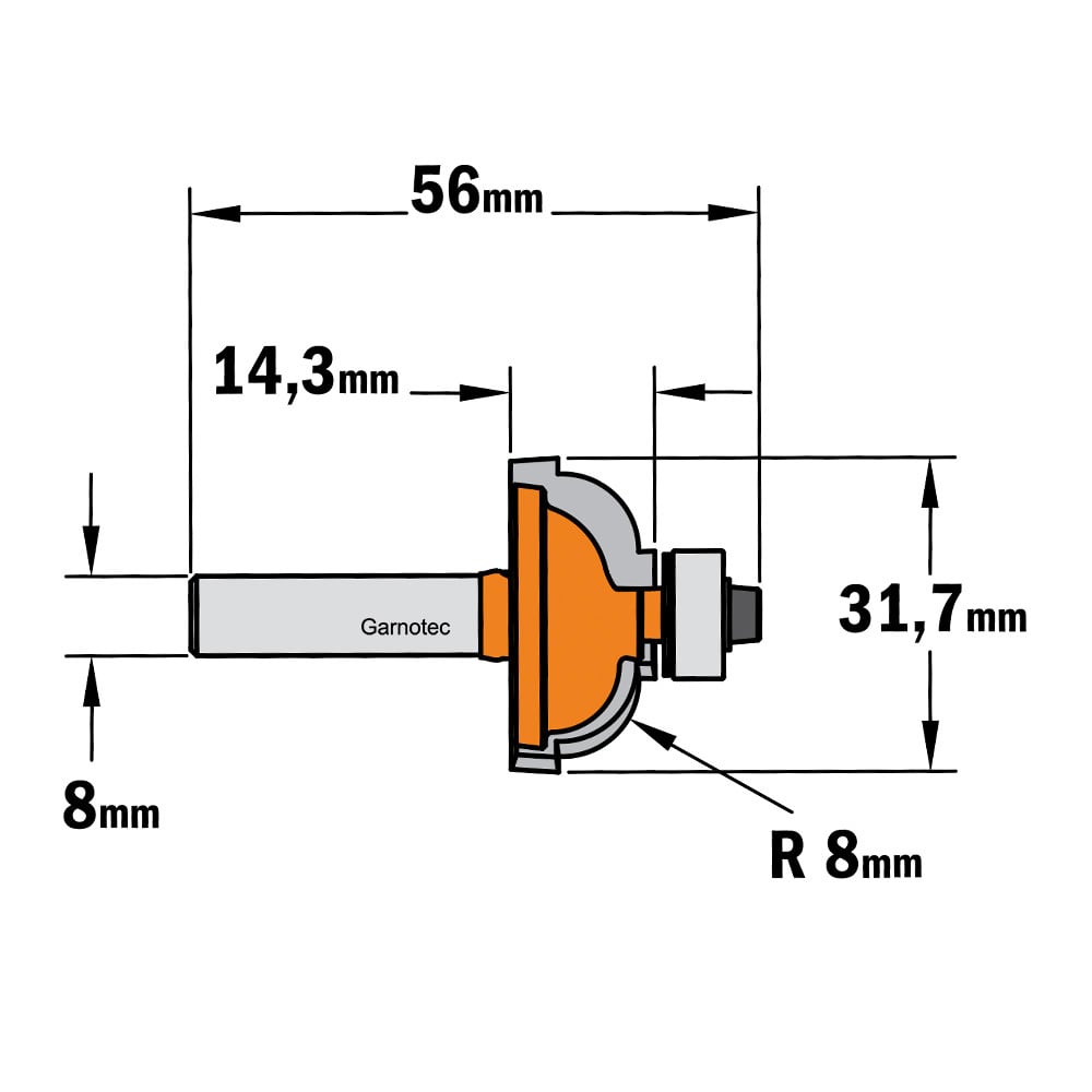 Bolle radiusfrees met kogellager, HW