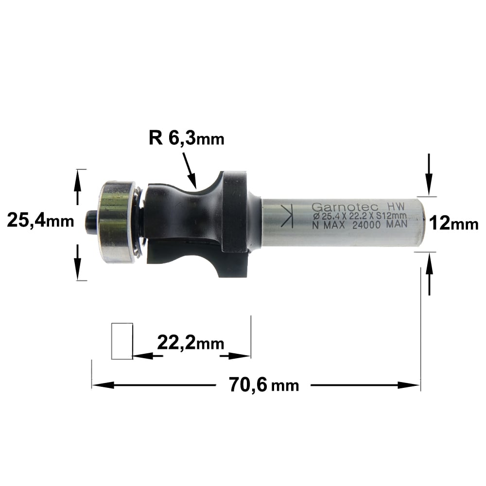 Profielfrees met metalen kogellager, HW