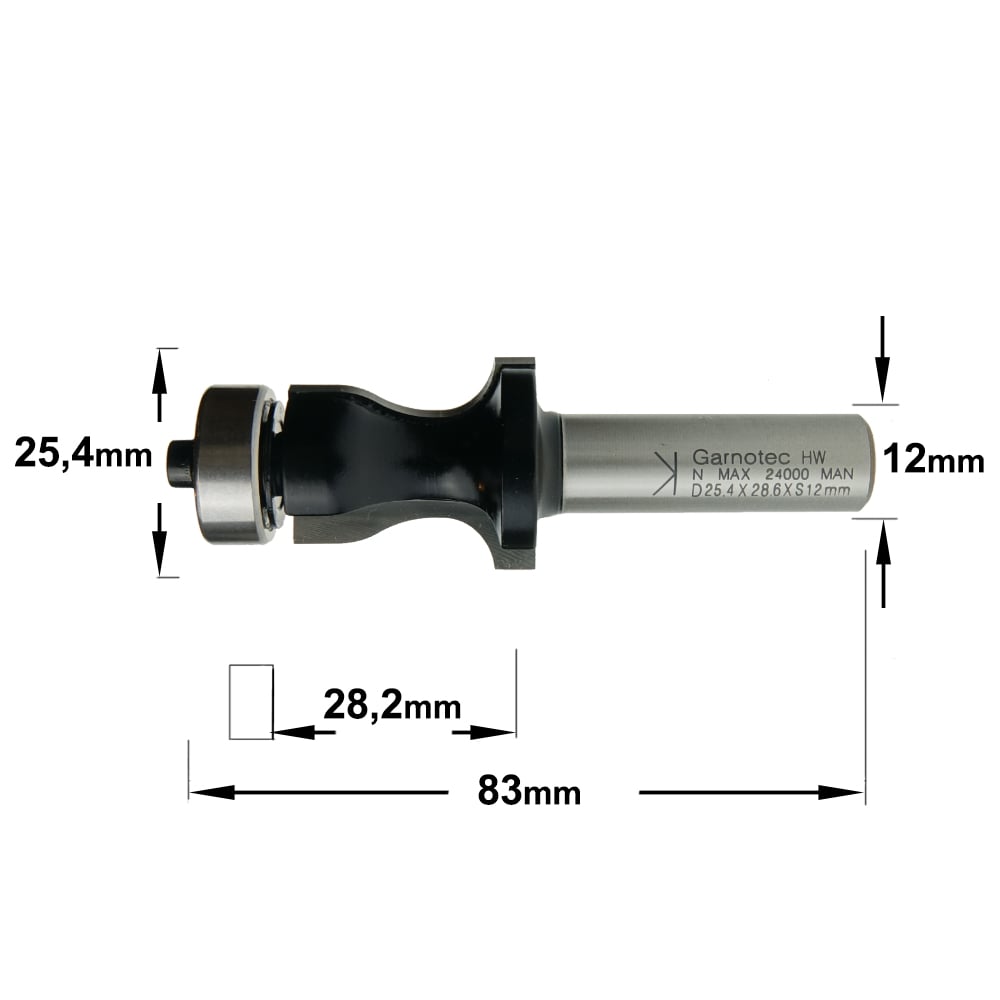 Profielfrees met metalen kogellager, HW