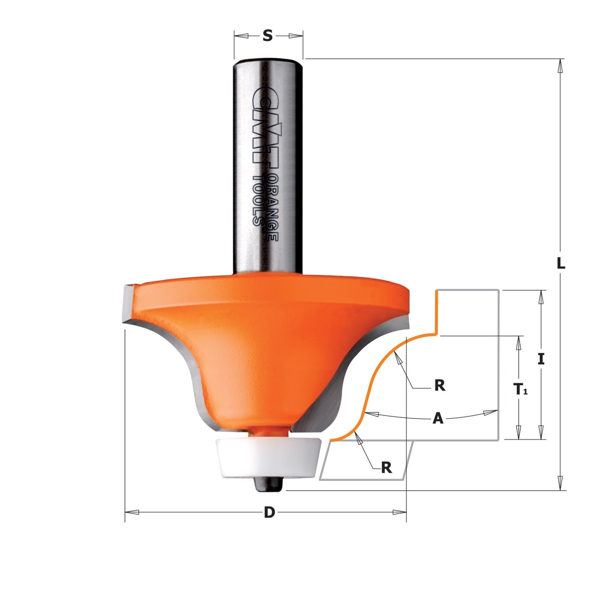 Speciale oprondfrees met 15° Delrin kogellager, HW