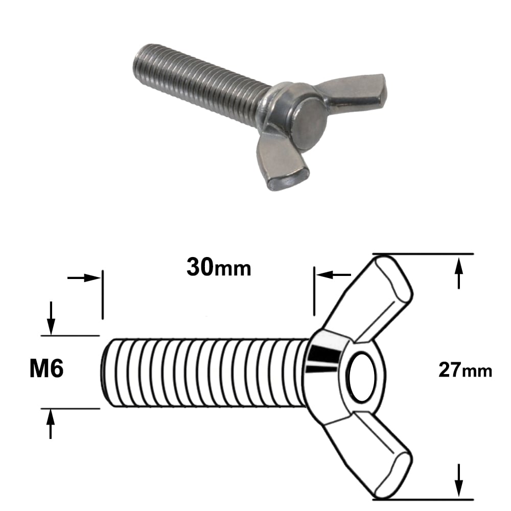 Vleugelschroef M6X30 UNI-5449