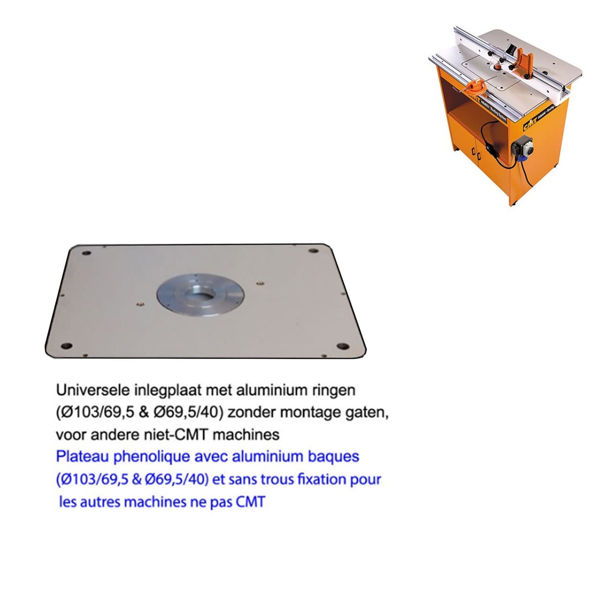 Universele inlegplaat + inlegringen