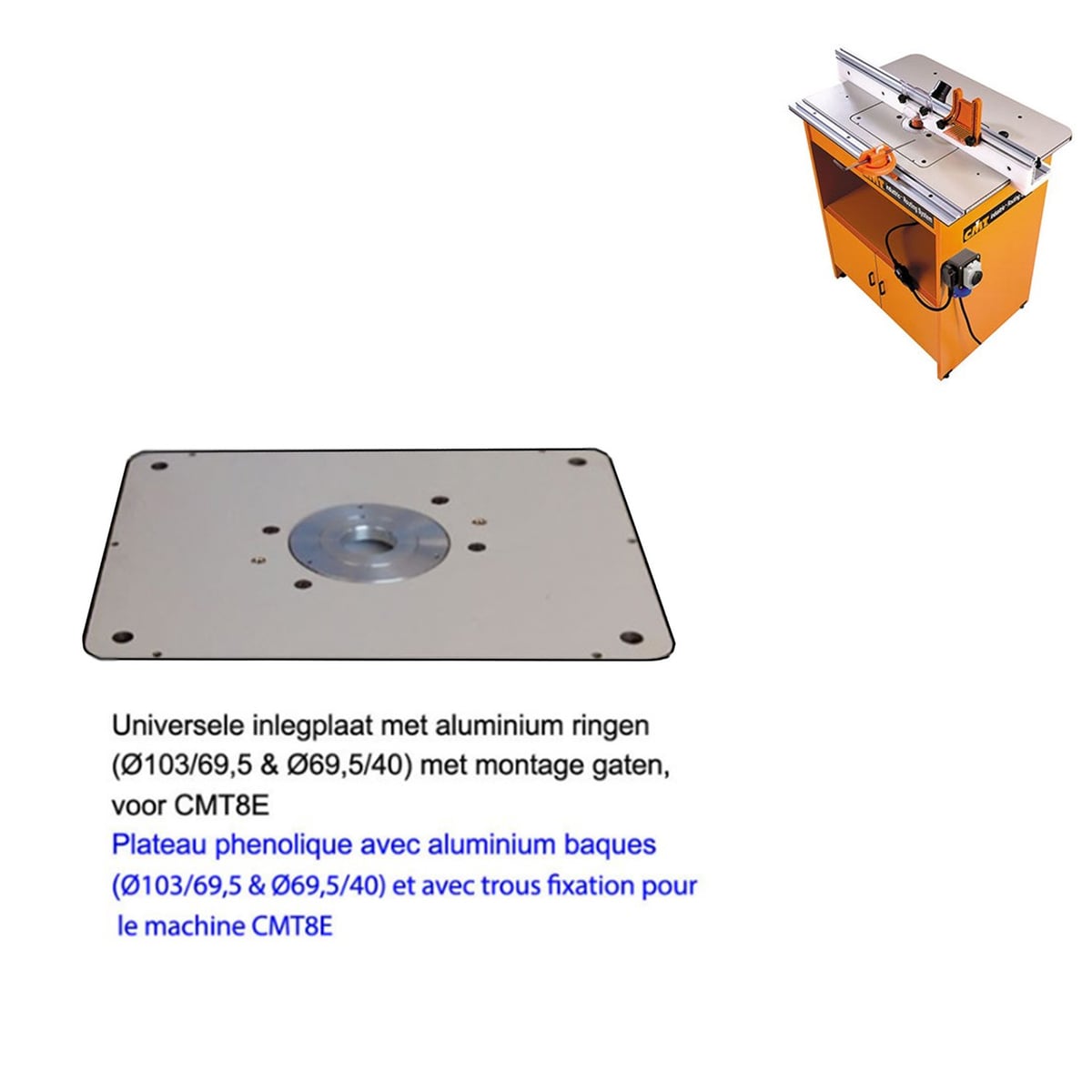 Universele inlegplaat + inlegringen