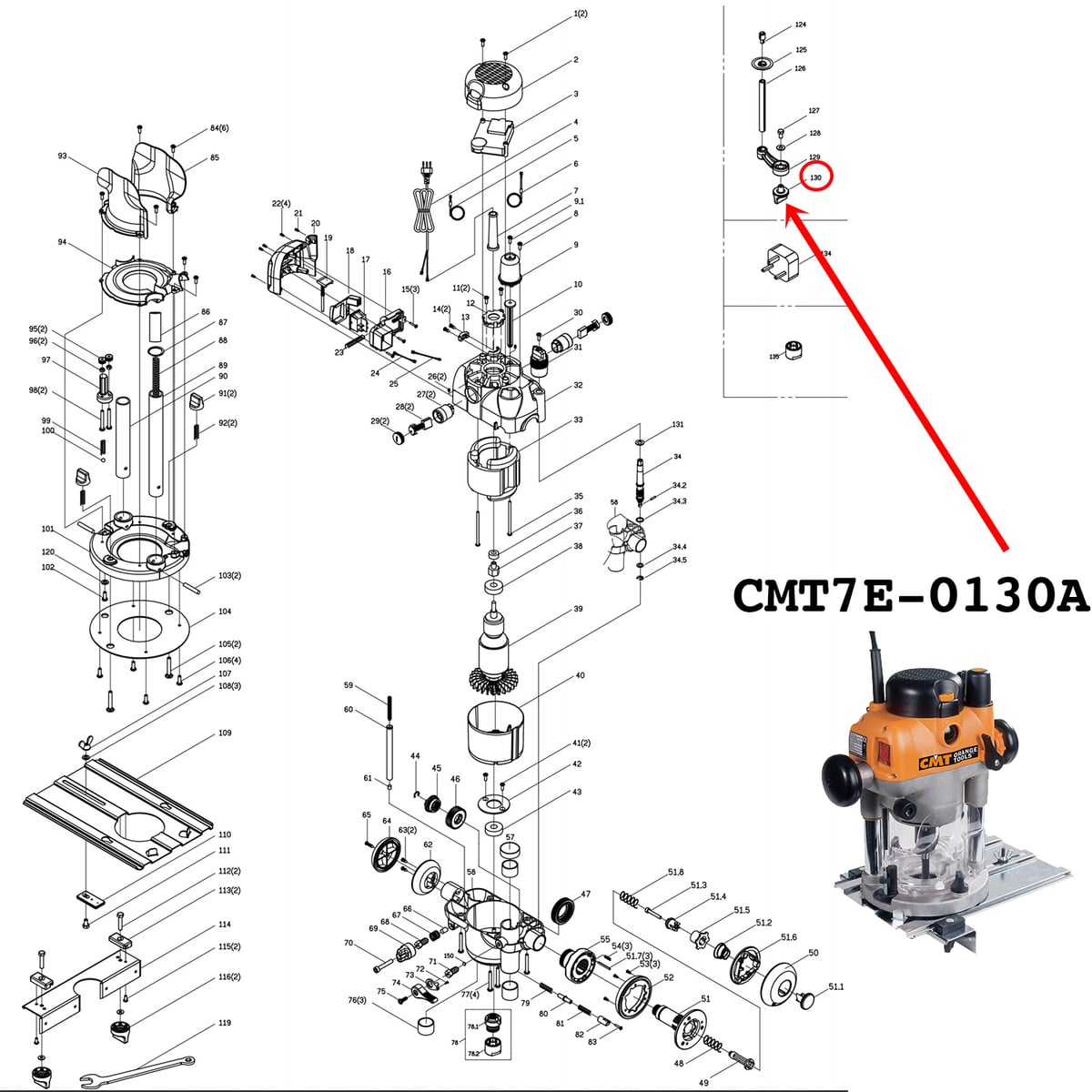 onderdeel CMT7E Complete draaihendel