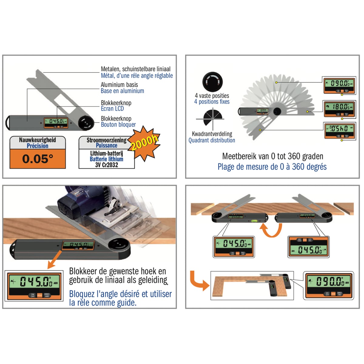 Digitale waterpas met hoekmeter