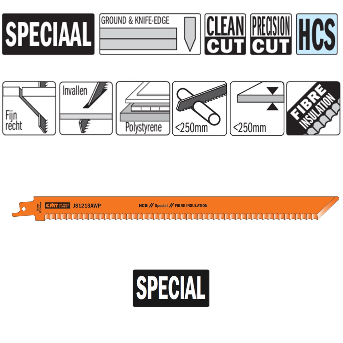 Reciprozaagblad HCS 300mm x 1,5mm, CMT