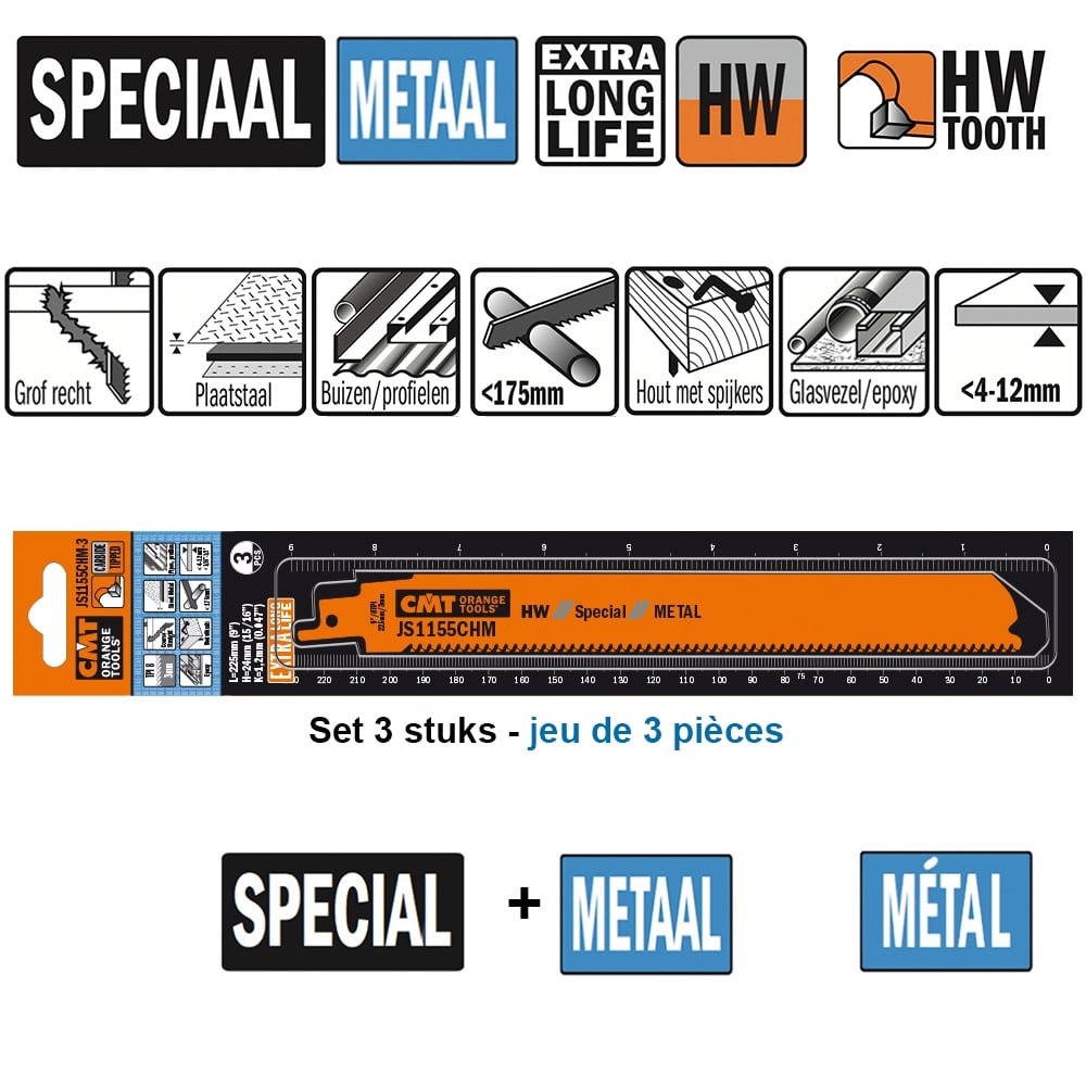 Reciprozaagblad HM 300mm x 24 x 1,2 x 8TPI
