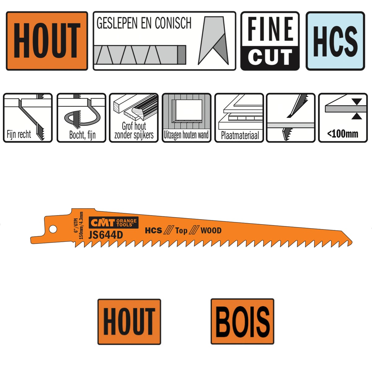 Reciprozaagblad HCS 150mm x 1,25 x 6TPI