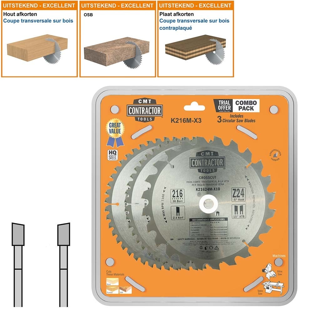 Set van universele HW zaagbladen Contractor