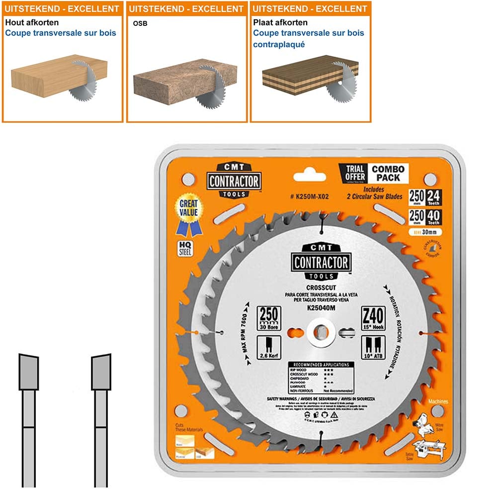 Set van universele HW zaagbladen (contractor)