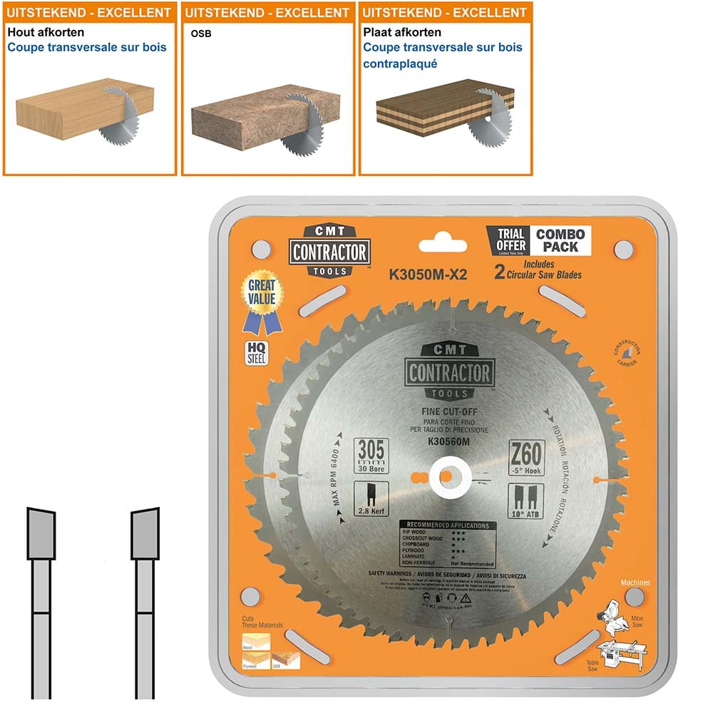 Set van universele HW zaagbladen (contractor)