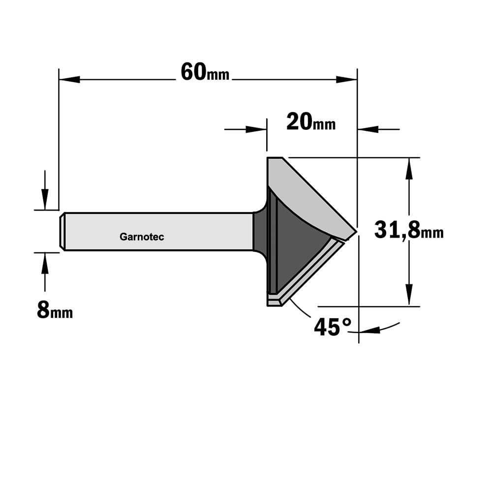 V-groeffrees 90° (contractor), HW