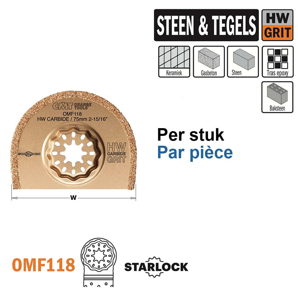 Ronde HW grit multitoolzaagblad 75mm
