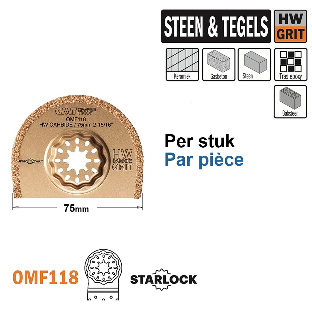 Ronde HW grit multitoolzaagblad 75mm
