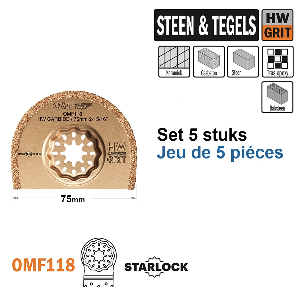 Ronde HW grit multitoolzaagblad 75mm