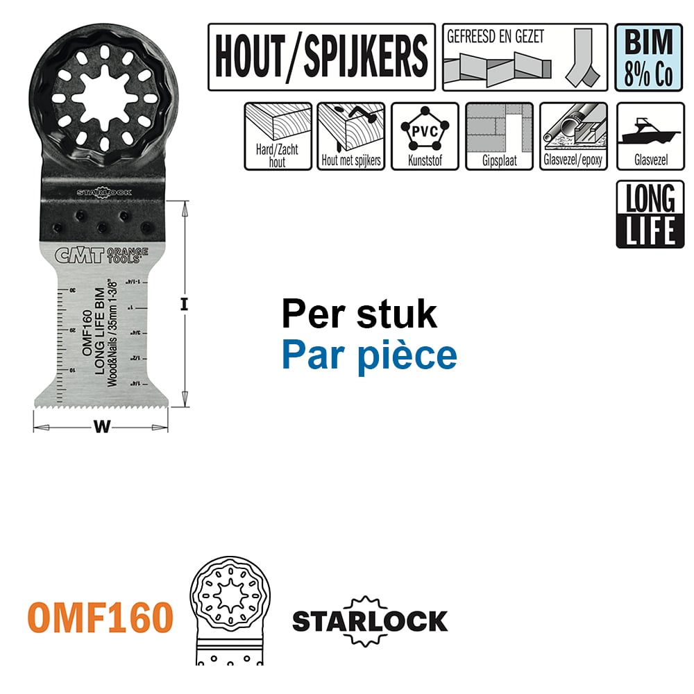 Multitoolzaagblad voor hout met spijkers, 35mm