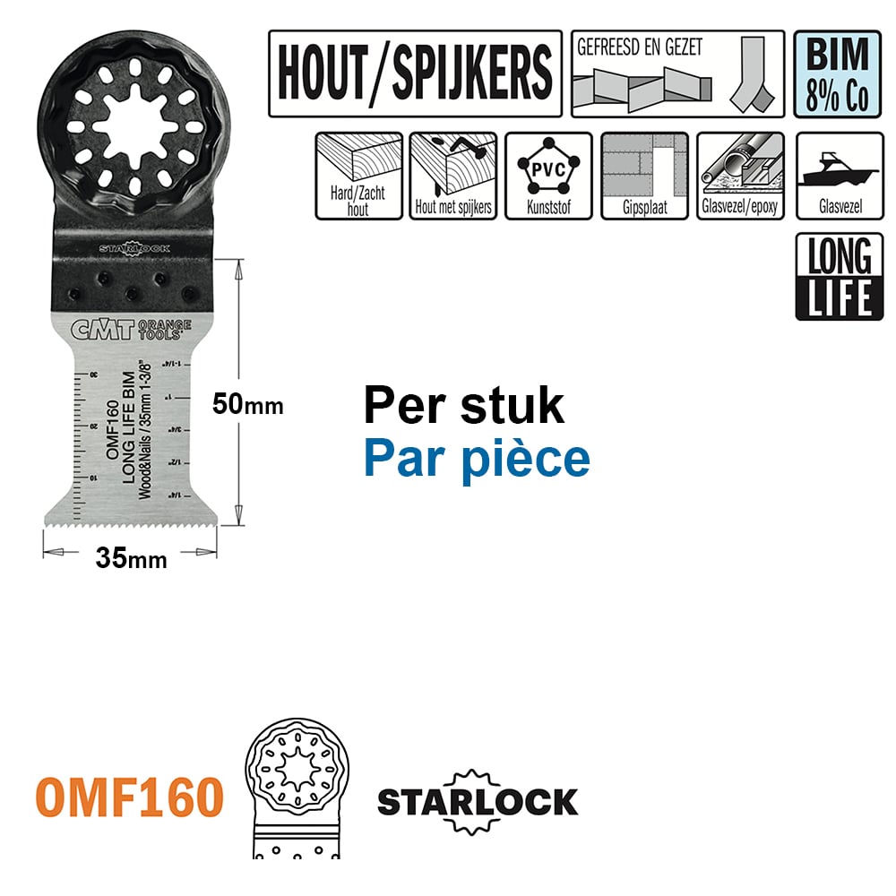 Multitoolzaagblad voor hout met spijkers, 35mm