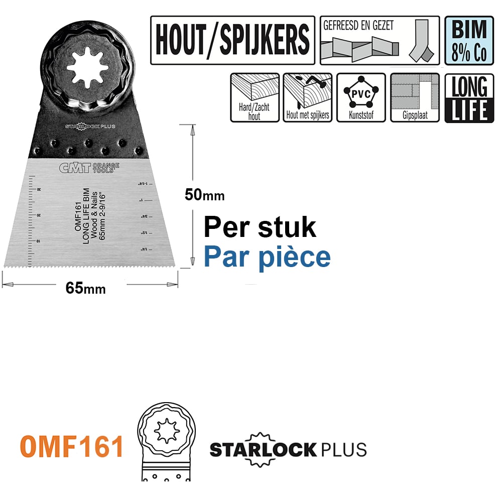 Multitoolzaagblad voor hout met spijkers, 65mm